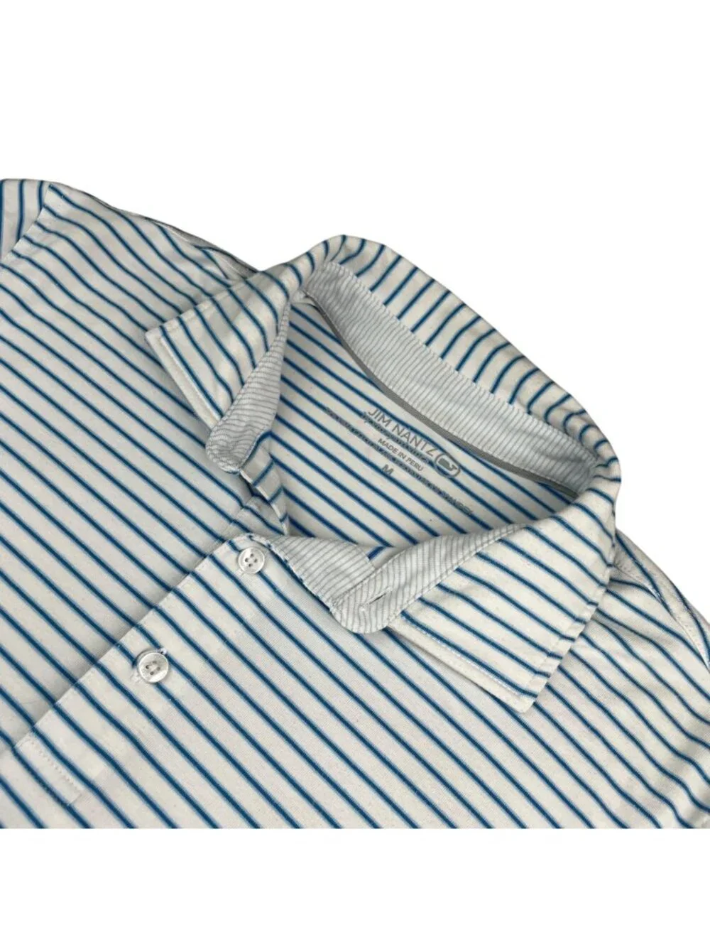 Jim Nantz x Vineyard Vines Men's Performance S/S Polo Shirt Blue Stripe • Medium